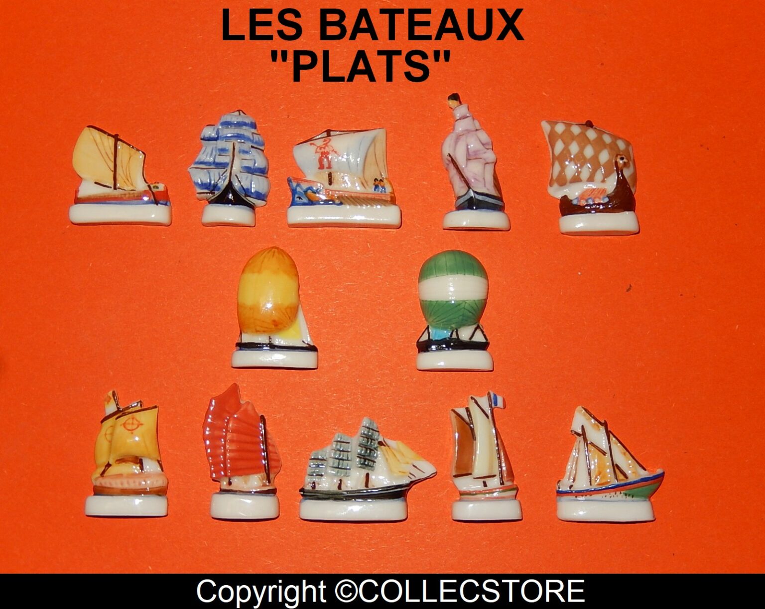 SERIE COMPLETE DE FEVES LES BATEAUX PLATS Fèves de collection