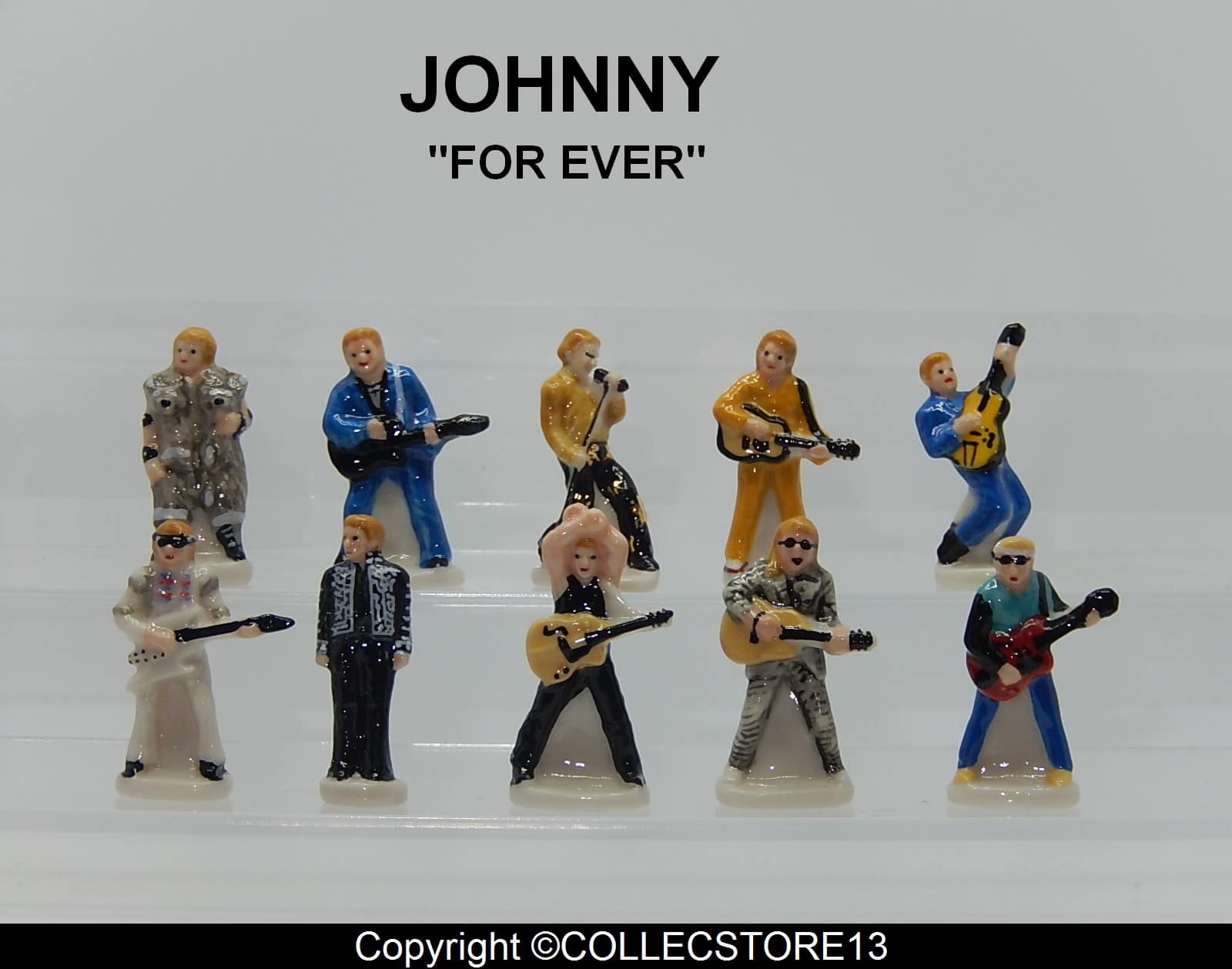 Série complète de 10 fèves Johnny Hallyday 4 ever 2020 