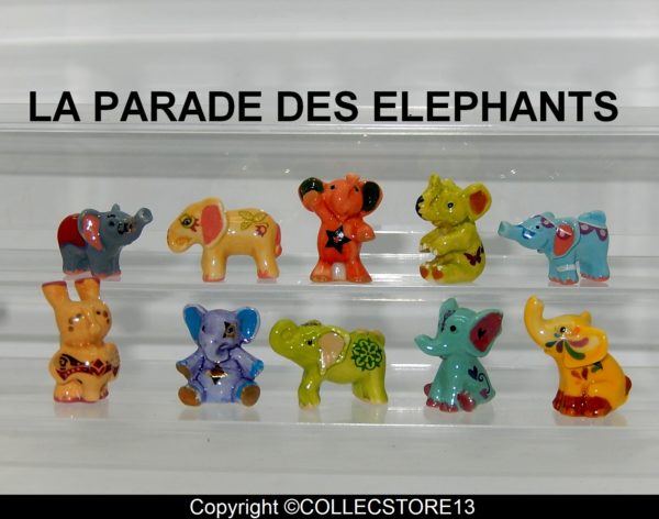 SERIE COMPLETE DE FEVES LA PARADE DES ELEPHANTS