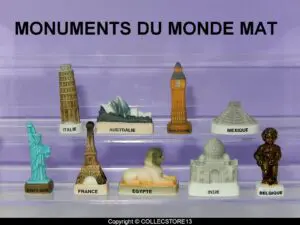 SERIE COMPLETE DE FEVES LES MONUMENTS DU MONDE MAT