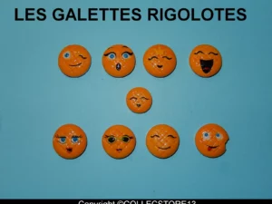 SERIE COMPLETE DE FEVES PERSO LES GALETTES RIGOLOTES +MINI GALETTE  "L'INSTANT GOURMAND MUZILLAC"