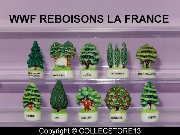 SERIE COMPLETE DE FEVES REBOISONS LA FRANCE -WWF-LES ARBRES