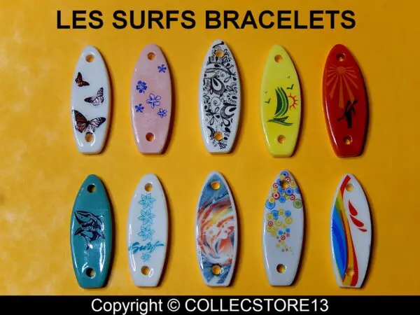 SERIE COMPLETE DE FEVES LES SURFS BRACELETS + CORDONS 2022
