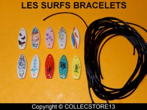 SERIE COMPLETE DE FEVES LES SURFS BRACELETS + CORDONS 2022