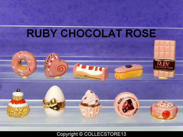 SERIE COMPLETE DE FEVES RUBY CHOCOLAT ROSE -GATEAUX