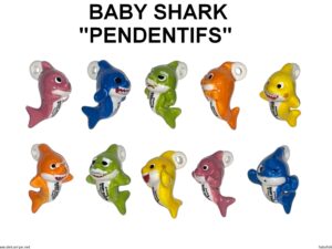 SERIE COMPLETE DE FEVES BABY SHARK PENDENTIFS