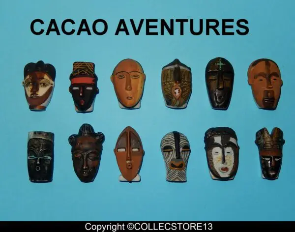 SERIE COMPLETE DE FEVES LES MASQUES AFRICAINS-CACAO AVENTURES
