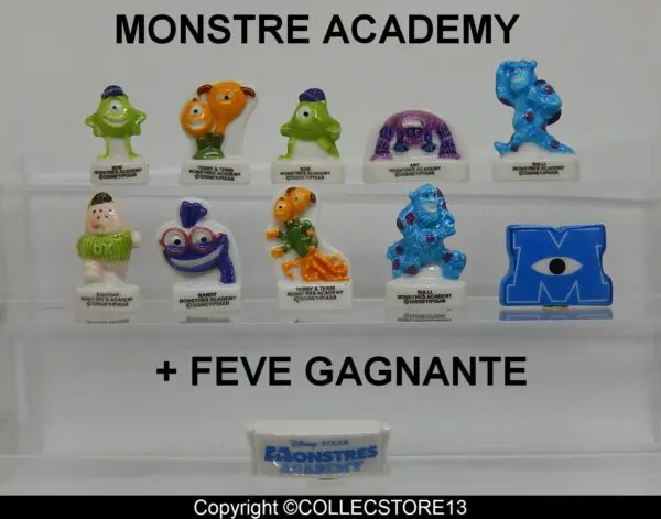 SERIE COMPLETE DE FEVES MONSTRE ACADEMY+ FEVE GAGNANTE DISNEY