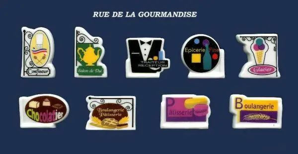 SERIE COMPLETE DE FEVES RUE DE LA GOURMANDISE-LES ENSEIGNES