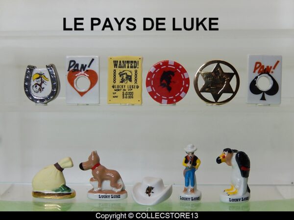 SERIE COMPLETE DE FEVES LE PAYS DE LUKE-LUCKY LUKE 2024 - AVEC ETOILE METAL DORE