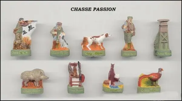 SERIE COMPLETE DE FEVES CHASSE PASSION MAT