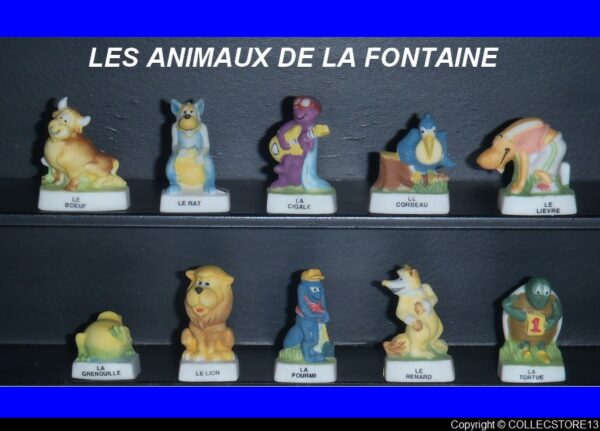 SERIE COMPLETE DE FEVES LES ANIMAUX DE LA FONTAINE MAT