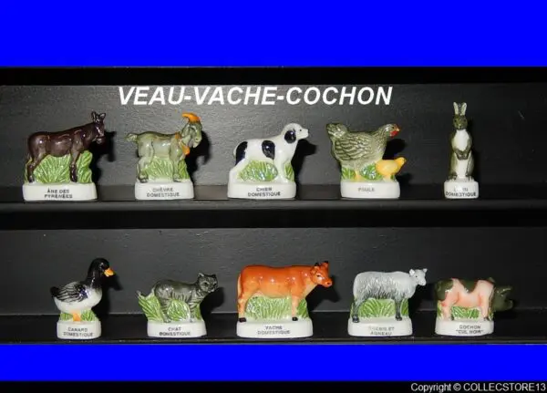 SERIE COMPLETE DE FEVES VEAU VACHE COCHON - LES ANIMAUX DE LA FERME