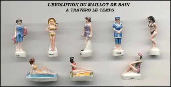 SERIE COMPLETE DE FEVES L'EVOLUTION DU MAILLOT DE BAIN -MODE