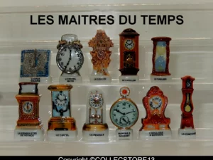 DVO2 SERIE COMPLETE DE FEVES LES MAITRES DU TEMPS -LES HORLOGES -BRILLANTES -FILET OR ET PLATINE
